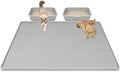 Kalolary Large Cat Litter Box Mat, 47" x 35" Silicone Litter Trapping Mat for Cats, Trapping Mat for Scatter Control with Raised Edge Waterproof Silicone Pad for Floor Easy to Clean (Light Gray)