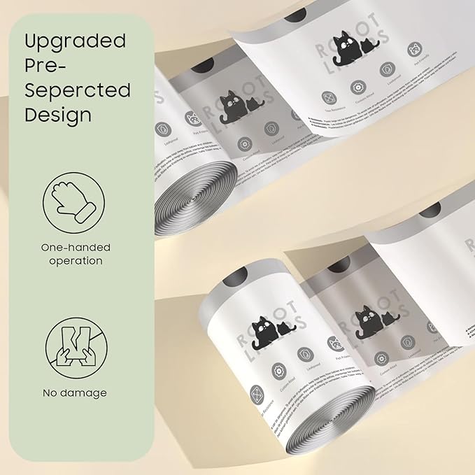 Cat Litter Box Robot 5/4/3 Waste Bags, 40 Pack Automatic Litter Box Bags, Thick Heavy Duty Cat Litter Box Liner Bags 25.2 X 15.7 IN