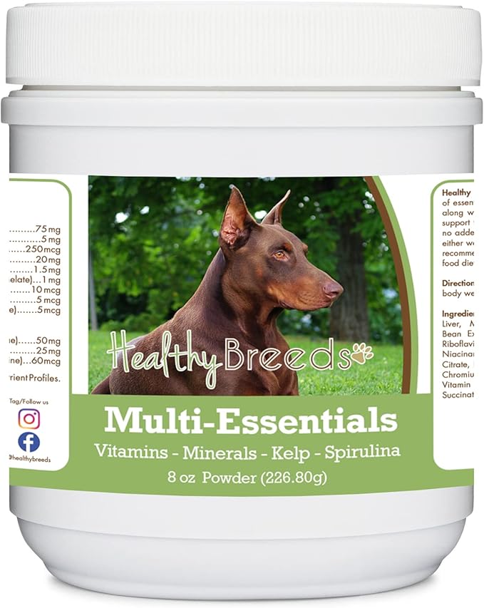 Healthy Breeds Doberman Pinscher, Red and Tan, Multi-Essentials Powder for Dogs - an Ideal Supplement of Vitamins, Minerals & Antioxidants for Your Dog - 8 oz