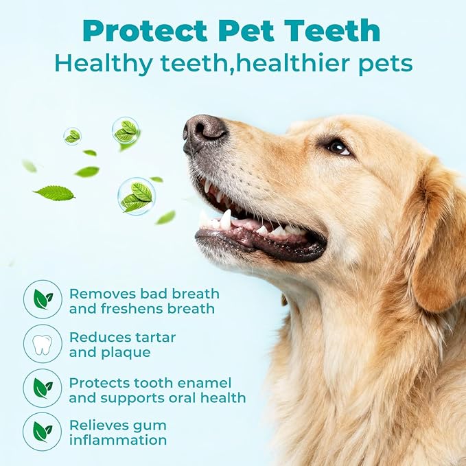Pet Teeth Cleaning Finger Wipes for Cats and Dogs, Unscented Tartar Control with Tea Polyphenol, Fresh Breath, 50 Count