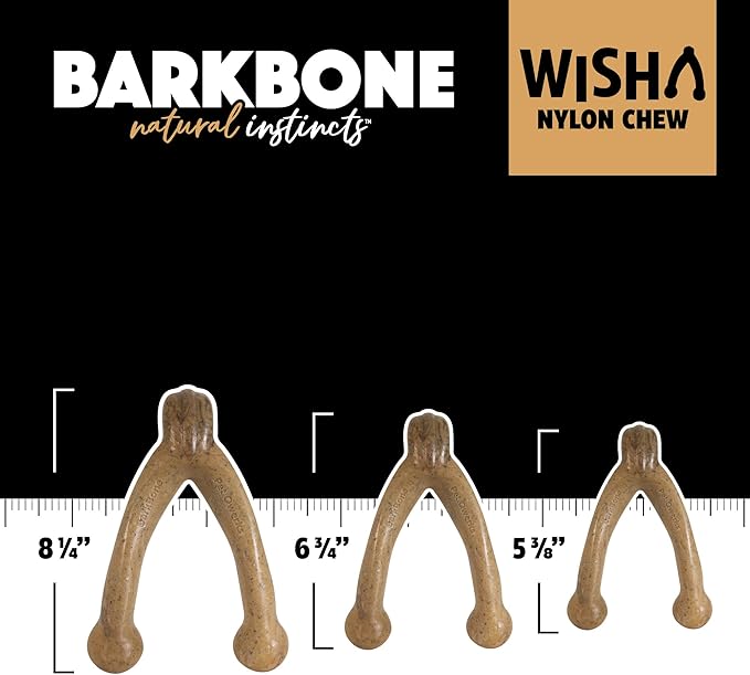 Pet Qwerks Wishbone BarkBone - Nylon Chew Toy for Aggressive Chewers - Bacon Flavor - 5.38"