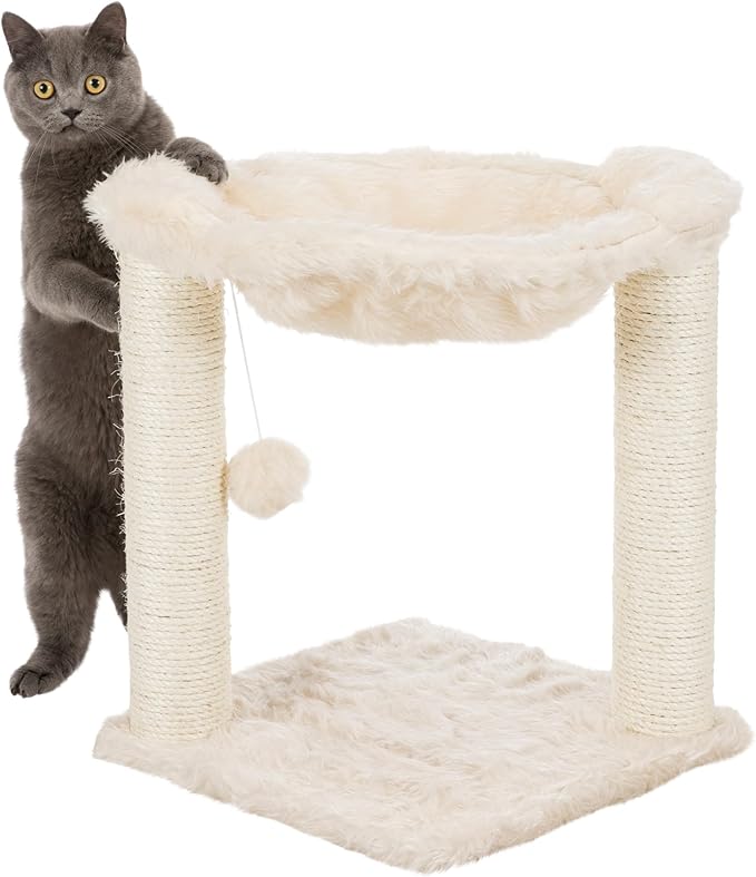 TRIXIE Baza Scratching Post with Hammock | 16" Base, Cream, Small