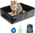 Luxtude Portable Litter Box for Cats, Collapsible with Travel Carrying Bag, No Odor and Waterproof for Car, Road Trip, Hotel Room