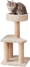 Amazon Basics Cat Tree - Indoor Cat & Kittens Multi-Level Climbing Activity Tower with Scratching Posts, Medium (31.5" H) - Beige