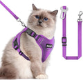 Cat Harness and Leash for Walking, The Upgrade Can be Adjusted in Four Directions and Breathable Cat Harness for Anti Escape that can be Fitted and Positioned, Reflective Strips Harness, Purple, L