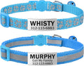 TagME 2 Pack Cat Collar with Name Tag, Personalized Reflective Cat Collar Breakaway with Bell for Boy & Girl Cats, SkyBlue