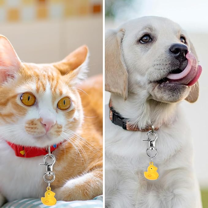 EXPAWLORER Pet Bells for Dog Cat Collar Charm - 2 Pack Cat Collar Accessories Bells Loud, Pet Jingle Ornament Training Pendant Neck Decoration Duck Shaped, Tracker for Saving Birds