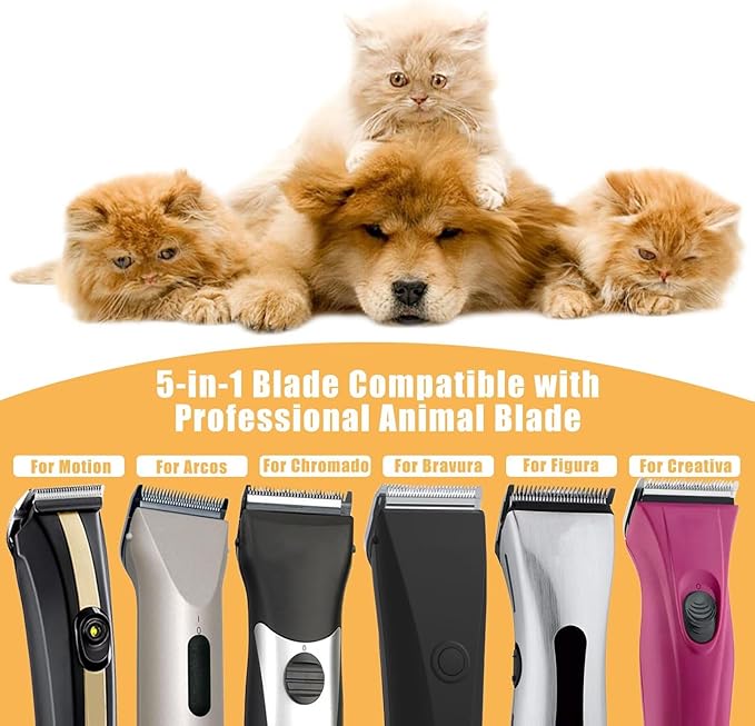 5-in-1 Multifunctional Pet Hair Clipper Replacement Blades 2pcs/Set for Wah l Professional Animal for Arcos Bravura Chromado Creativa Figura Motion Cordless Animal Trimming Grooming Blades