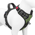 PHOEPET No Pull Dog Harness with Handle Front & Back Clip, Easy on Lockable Snap Buckle at Neck, Adjustable Reflective Vest with Handle for Small Medium Large Dogs (M, Misty Green)