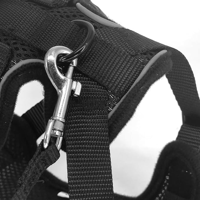 Cat Harness and Leash, Adjustable Breathable Vest Escape-Proof with Reflective Strips for Small Cats & Puppies, Black XS