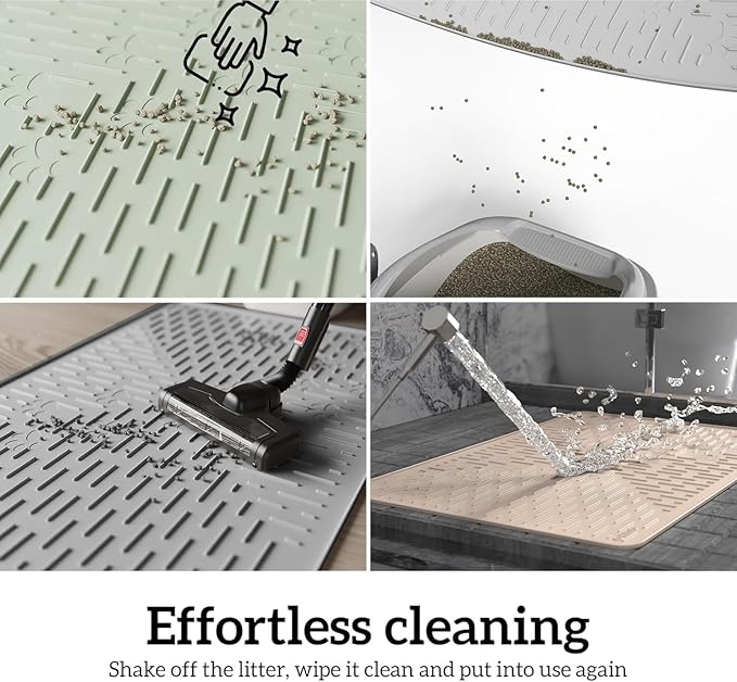 OHMO Cat Litter Mat XXL Trapping Mat Premium Silicone Rubber 37.5x25.2 Grey, Waterproof and BPA Free Kitty Litter Box Mat, Easy to Clean and Keeps The Floor Tidy