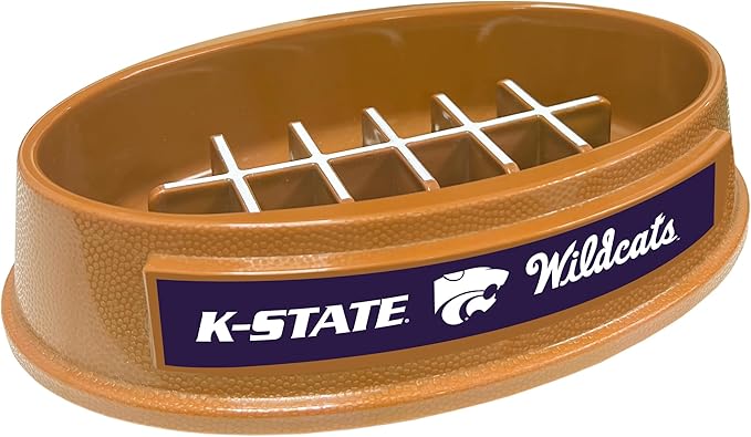 NCAA Super-Bowl - Kansas State Wildcats Slow Feeder Dog Bowl. Football Design Slow Feeding Cat Bowl for Healthy Digestion. Non-Slip Pet Bowl for Large & Small Dogs & Cats