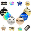 Engraved Dog Tags Personalized - Stainless Steel Engraved Dog Cat ID Tags Front & Back up to 8 Lines of Text Color Plating Gold, Rose Gold, Blue, Black, Nebula Round Regular