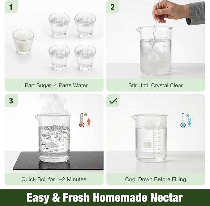 Kingsyard 2-Pack Glass Hummingbird Feeder for Outdoors Hanging, 10 oz Leak-Proof Humming Bird Feeders with Ant Moat & Bee Proof Feeding Ports, Hummingbird Gift for Bird Lovers (Clear)