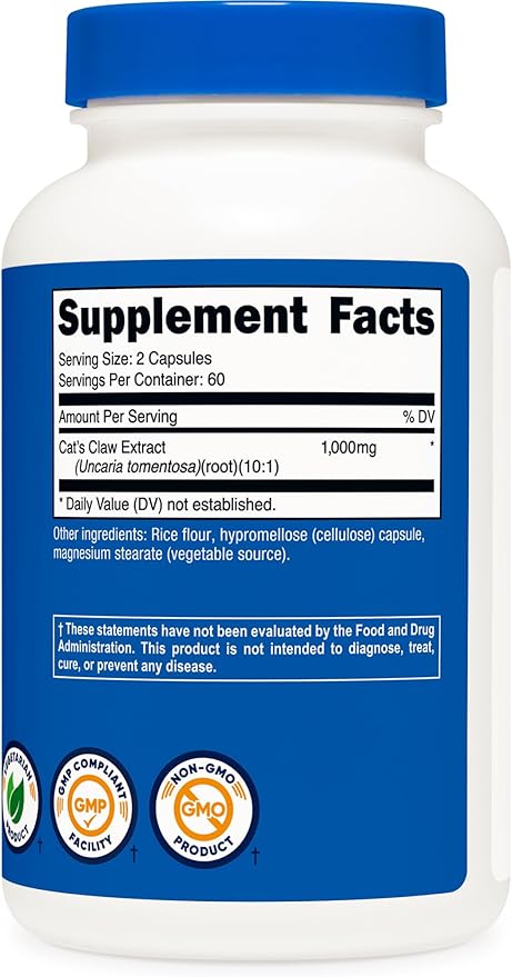 Nutricost Cat's Claw 1000mg, 120 Capsules - Vegetarian Caps, Non-GMO and Gluten Free, 60 Servings