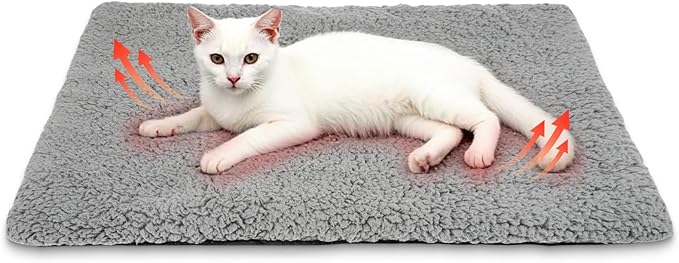 Self Warming Cat Bed Self Heating Cat & Dog Pad - Waterproof Heated Thermal Mat, Non-Slip, Washable for Senior Pets, Kittens, Dogs, Indoor/Outdoor Use, Non-Electric (Grey, 24" X 18")