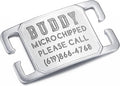 Deep Laser Custom Font Engraved Slide - No Noise Collar Tags, Hand-Brushed Stainless Steel, 5 Lines of Personalized Text - Pet ID Name Tags for Dogs & Cats - Medium
