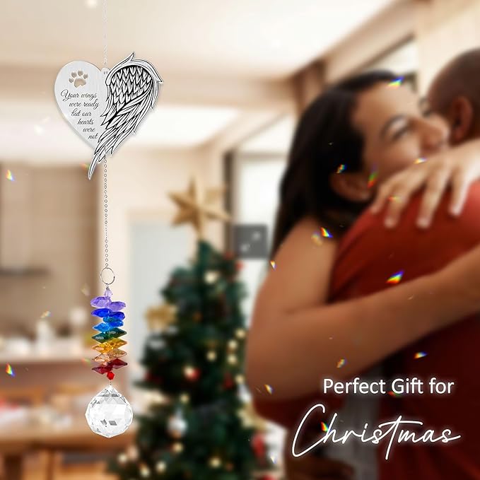Aluminum Ornament Suncatcher - Memorial Wing Ornament - Sympathy Gift for Loss of Pet - Grieving Keepsake for Women, Men - Bereavement Gifts for Dog Lovers - Window Hanging Home Decor