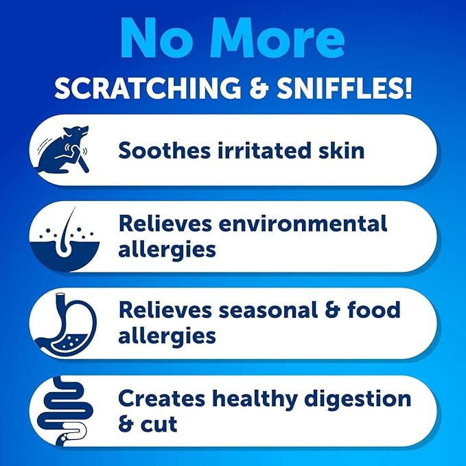 Dog Allergy Relief Chews - Itching Skin Relief for Dogs - Fish Oil - Omega 3 - Seasonal Allergies Pills - Skin & Coat, Anti Itch,Hot Spots Treatment - Canine Immune Health Supplement - 120 Soft Treats