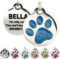 PetANTastic Engraved Cat Tags - Personalized with 4 Lines of Custom Engraved ID, Round Paw Print Stainless Steel Enameled in 6 Colors: Ocean Blue, Aquamarine, Deep Pink, Magenta, Pale Green, Amber