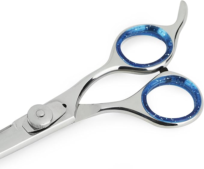 Laazar Pro Pet Grooming Scissors, Premium Steel Dog Grooming Shears with Blue Handles, Long-Lasting Sharp Blades (Curved, 8 Inches)