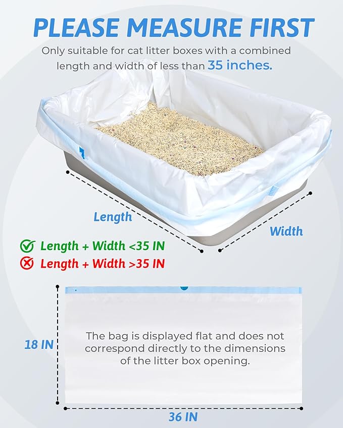 ANWA Cat Litter Box Liners: 36" x 18" Large Cat Litter Box Bags, 2 Mils Extra Thick, Durable & Tear-Resistant, 30 Count