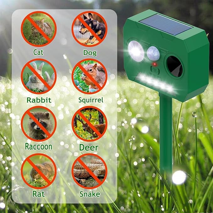 Solar Powered Cat Deterrent 2 Pack - Outdoor Garden & Lawn Protection Device, Weatherproof Design for Effective Cat Activity Reduction, Easy Installation