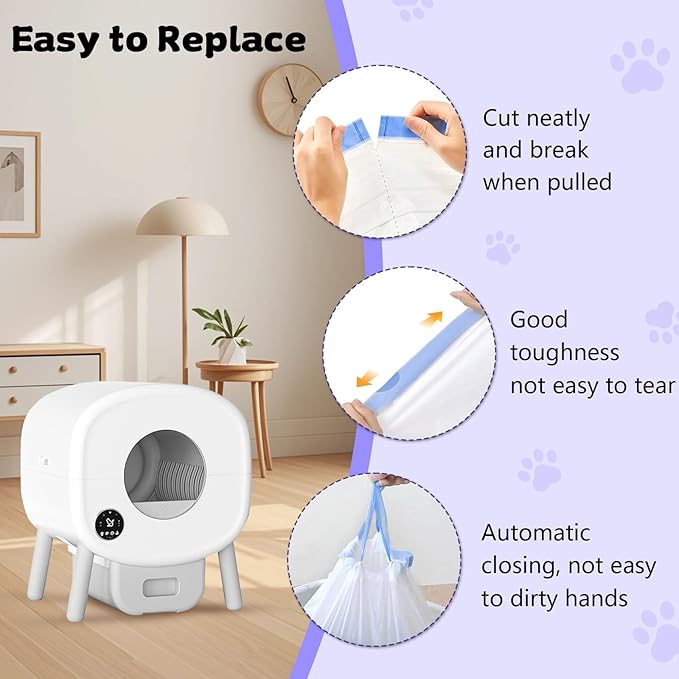 40 Count 26" x 11.8" Cat Litter Box Liners for Fsitego and Fumoi Self Cleaning Litter Box, Extra Thick Heavy Duty Cat Litter Bags Replacement, 3-4 Gallons of Capacity