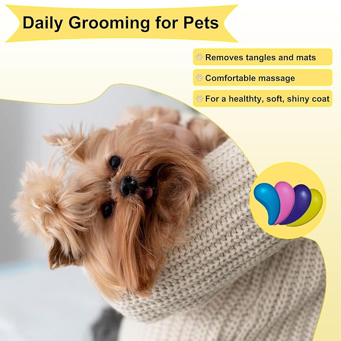 Puppy Brush for Small Dogs - Soft Dog Brush - Perfect Yorkie, Shih Tzu, Maltipoo & Maltese Grooming - Gentle Hair Remover for Easy Pet Grooming at Home - Yellow