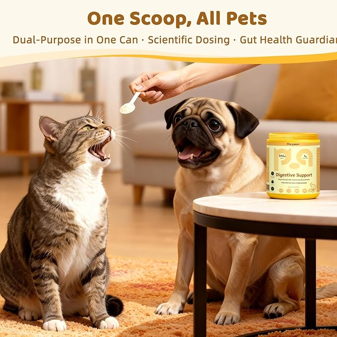 Digestive Probiotics for Dog: Digestive Enzymes Plus Probiotics & Prebiotics Promote Digestion and Regulate Gut Microbiota Balance for Cats and Dogs - 8.7oz Powder