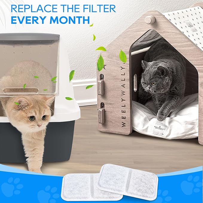 Cat Litter Box Filter Replacement for Catit Jumbo Hooded Cat Litter Pan, Compatible with Airsift Litter Box Filters, Odor Absorbing Pet Air Filter Purifier, 4 Pack, White