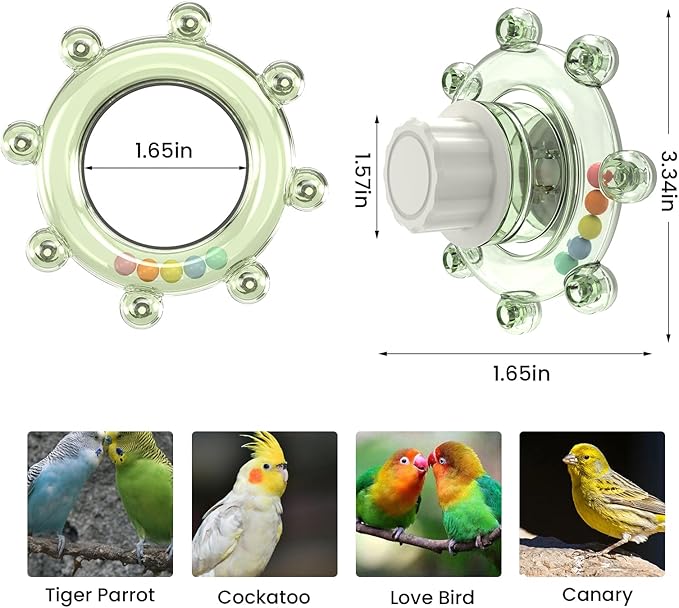 Bird Mirror Toys for Cage,Parakeet Rotating Sound Wheel Toy,Budgie Training Colorful Interactive Chew Toys for Canaries Lovebirds Conures Cockatiels cage Accessories (1, Blue)