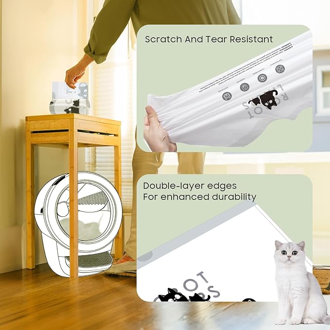 Cat Litter Box Robot 5/4/3 Waste Bags, 40 Pack Automatic Litter Box Bags, Thick Heavy Duty Cat Litter Box Liner Bags 25.2 X 15.7 IN