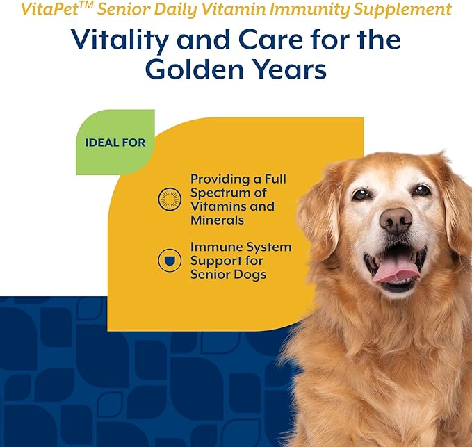 NaturVet –VitaPet Senior Daily Vitamins for Senior Dogs – Plus Glucosamine – Full Spectrum of Vitamins & Minerals – Enhanced with Glucosamine for Added Joint Support – 60 Time Release Tablets