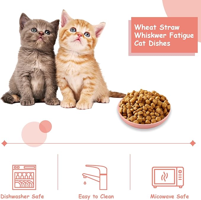 6-Pieces Whisker Fatigue Cat Bowl - 5.5 Inch Shallow Cat Food Dish Wide Cats Wet Feeding Bowls, PET Plate for Kittens and Short Legged Cats (Type-A Normal Bowls)