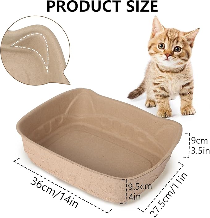 Disposable Cat Litter Boxes, 6-Pack - Compact & Leak-Proof Travel Trays with Cute Cat Ear Design for Small Cats/Kittens, Home & Car Use