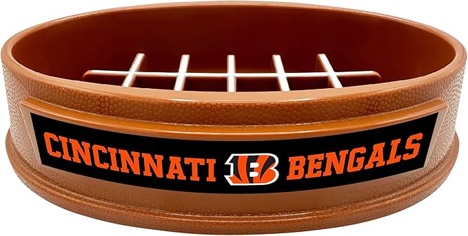 NFL Super-Bowl - Cincinnati Bengals Slow Feeder Dog Bowl. Football Design Slow Feeding Cat Bowl for Healthy Digestion. Non-Slip Pet Bowl for Large & Small Dogs & Cats