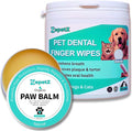 Pet Care Bundle for Dogs & Cats – 2-in-1 Paw & Nose Balm (1.75oz) + Dental Finger Wipes (50pcs) | Heals, Moisturizes & Soothes | Freshens Breath, Reduces Plaque & Tartar | Organic & Natural