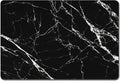 Rnivvi Dog Food Mat, 12" x 19" Marble Absorbent Dog Cat Bowl Mat for Food and Water, Cute Anti-Slip Rubber Pet Feeding Rug Protect Floors, Puppy Placemat for Feeding & Watering Supplies, Black