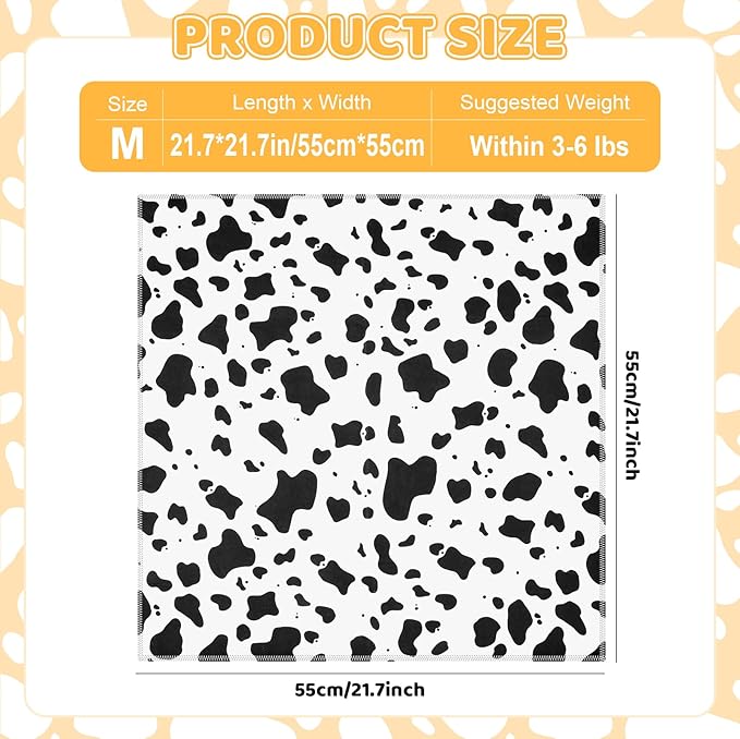 21.7" Cat Grooming Wrap for Cutting Nails, Cow Pattern Self-Adherent Fabric Wrap for Cats, Anti-Scratch Anti-Escape Multifunctional Cat Swaddle Tool for Teeth Brushing, Ear Cleaning