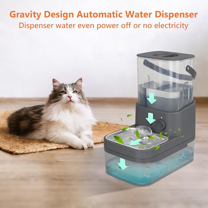 GJEASE Smart Cat Water Fountain No Filter,Cat Drinking Water Fountain Bowl,Battery Operated Filterless Pet Water Fountain