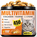 Cat Vitamin Treats with L-Lysine & Taurine – 12 Essential Vitamins & 5 Minerals, Cat Multivitamin Supplement for Immune, Joint & Skin Support, Daily Health Formula for Indoor & Senior Cats – 450 Chews