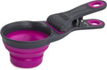 Dexas Pets Collapsible KlipScoop Collapsible Dry Dog Food Scoop and Dog Food Bag Clip, 1/2 Cup Capacity, Fuchsia (PW6504322405)