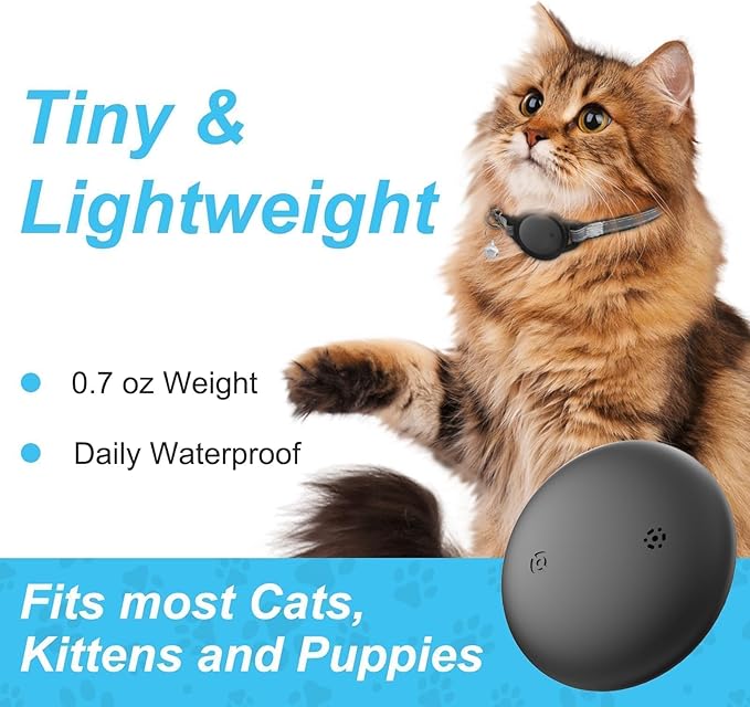GPS Tracker for Cats, Mini GPS Cat Tracker, Smart Pet Activity Tracker, No Monthly Fee, Compatible with Apple Find My(iOS Only), Anti-Lost, Finder Tag for Vehicles, Pets, Kids, Items