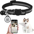 Reflective Cat Collar Breakaway with QR Code Tag for Girl Boy cat Name tag Kitten Collars with Bell Cat ID Tag Personalized Real-time scan alerts, No Subscription or fees(Black)