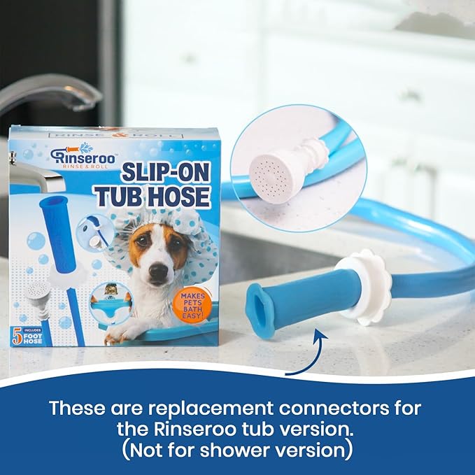 (2 Pack) Replacement Hose Connectors for Rinseroo TUB Faucet & Sprayer, Slip-On Hose Attachment for Cleaning Tubs & Bathing Pets. Faucet Adapter Fits Spouts Up to 3" Wide (Rinseroo Sold Separately)…