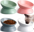 Hushee 4 Pcs Ceramic Raised Cat Food Bowls Elevated Tilted Dish Anti Vomiting Food or Water Bowls Pet Supplies