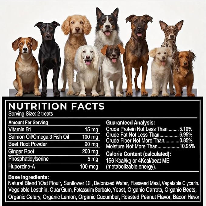 Furever Active Pet Neuro Chewing, Formulated with Organic. Support Brain Health in Dogs, Memory and Alertness, Overall Cognitive Performance, Brain Cell Repair, 60 Chews(1pc)