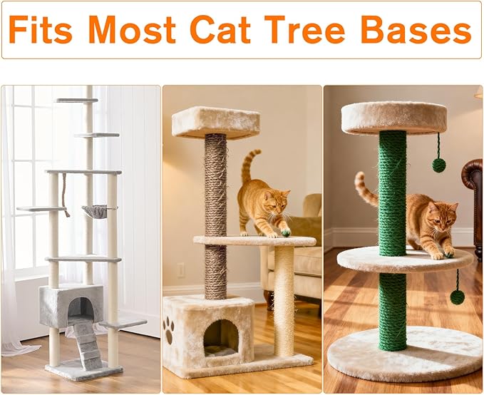 4 Pack Cat Scratching Post Replacement, 15.7 x 3.1 Inch Sisal Poles with M8 Screws, Refill Parts for Indoor Cat Towers and Furniture Repair-Brown