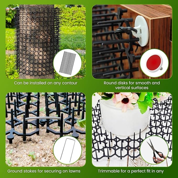 Ley's 16 Pack Scat Mat for Cats, 16 X 13 Inch Cat Deterrent with Spikes Outdoor & Indoor, Anti Cat Mat for Yard, Garden Fence Animal Barrier